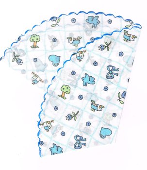 10 stuks Tule katoen blauw blokpatroon